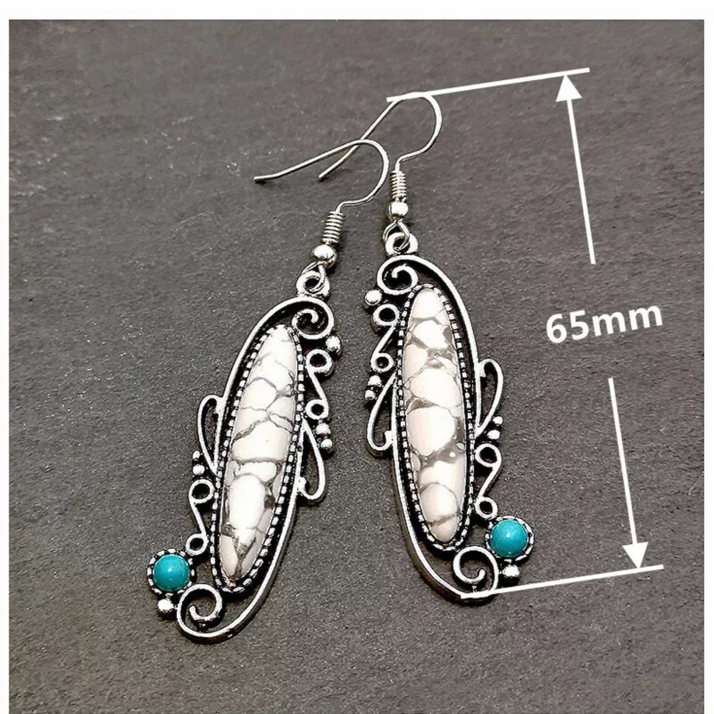 Gorgeous Boho Drop Earrings 925 Silver Tourmaline - Picture 5 of 5